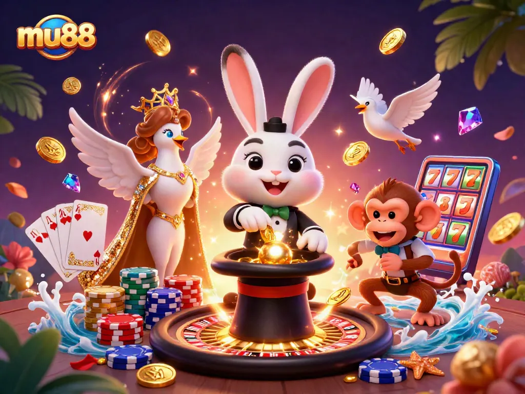 Experience winning strategies at mu88 with exciting casino elements in an engaging illustration.