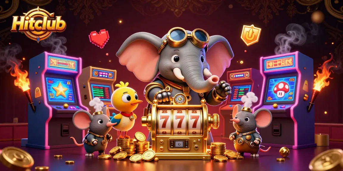 Experience the thrilling games at Hitclub with colorful slot machines and engaging characters.