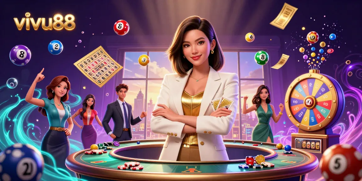 Experience the thrill of vivu88 with a glamorous casino scene featuring dynamic gaming elements.
