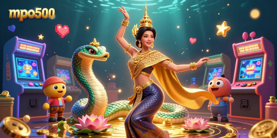 Experience winning at mpo500 with this vibrant 3D casino illustration featuring traditional elements and gaming thrills.