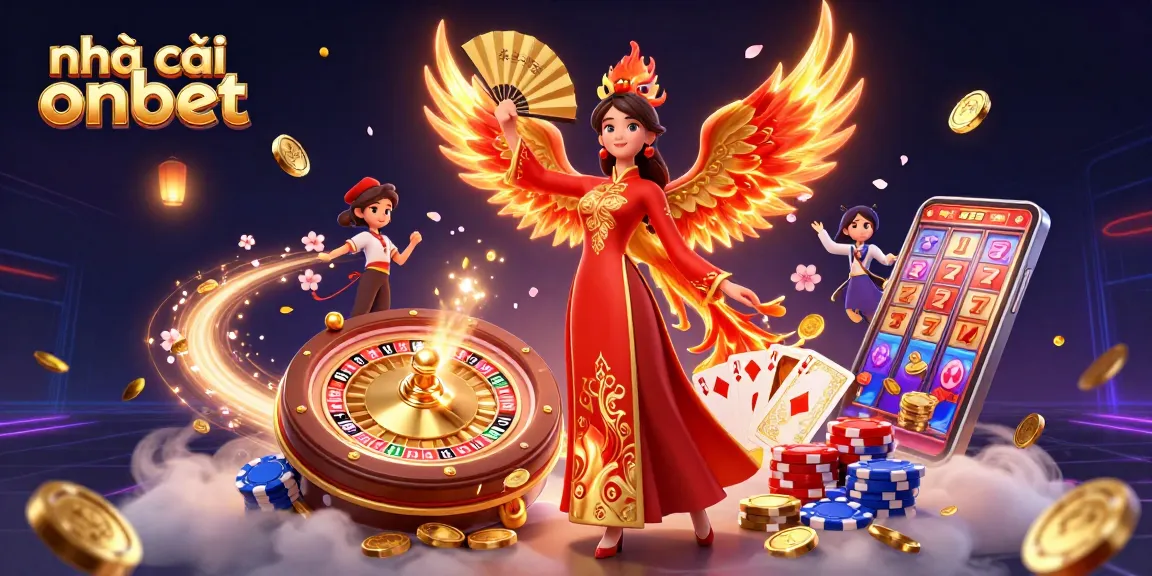 Experience the thrill of nhà cái onbet with a vibrant 3D illustration of a captivating casino scene.