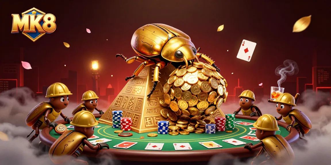 Join the MK8 gaming adventure, as a golden beetle explores a vibrant casino world filled with excitement and treasures.