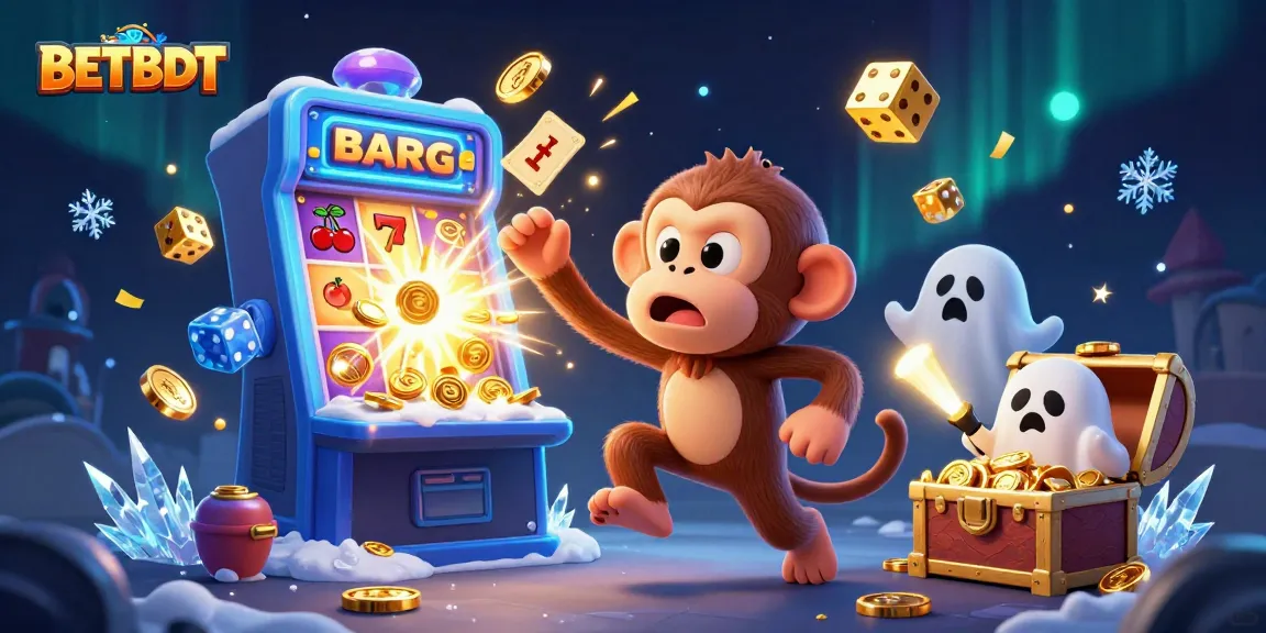 Win big with BETBDT at a vibrant casino scene featuring a playful monkey and a curious puppy