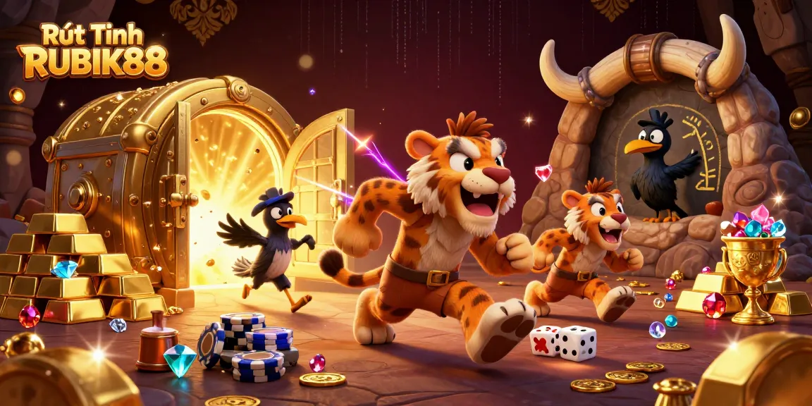 Win big while Rút Tiền RUBIK88 at the exciting prehistoric casino with vibrant characters!