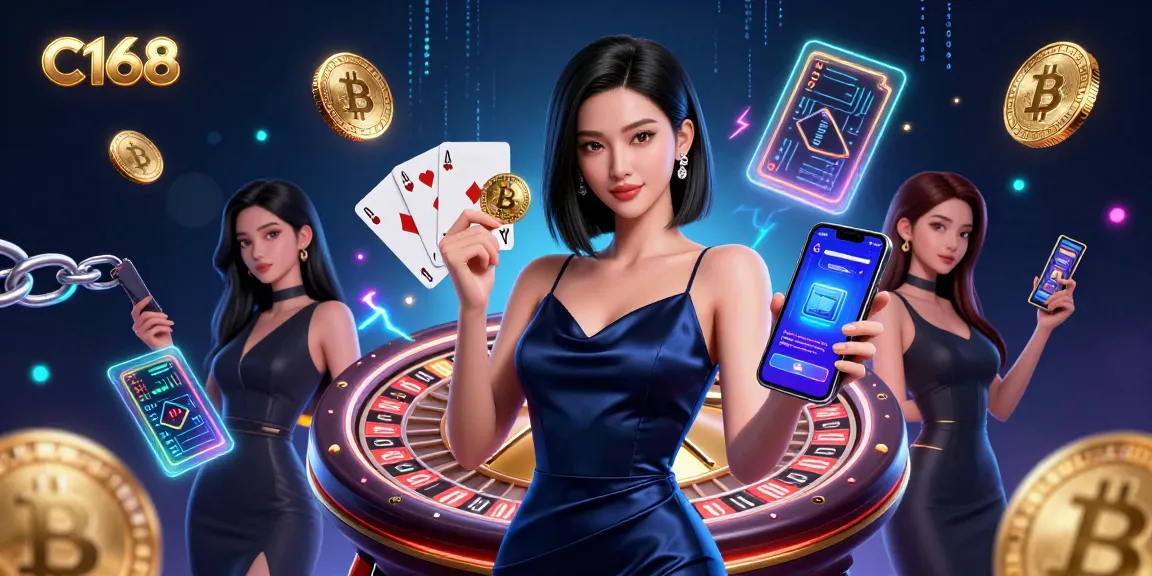 Engage with C168's vibrant casino scene featuring stunning characters and dynamic elements, highlighting excitement and winning potential.