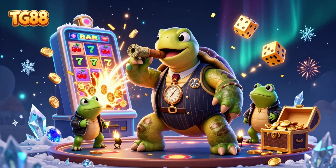 Engage with TG88's thrilling casino experience featuring a snapping turtle mobster and jackpot excitement.