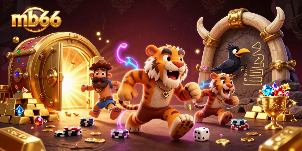 The caveman duo and sabertooth tiger run an exciting mb66 casino with games and treasures.