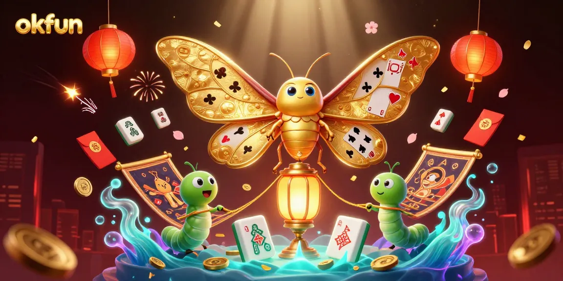 Experience the excitement at okfun with 3D casino-themed illustration showcasing vibrant gaming elements.