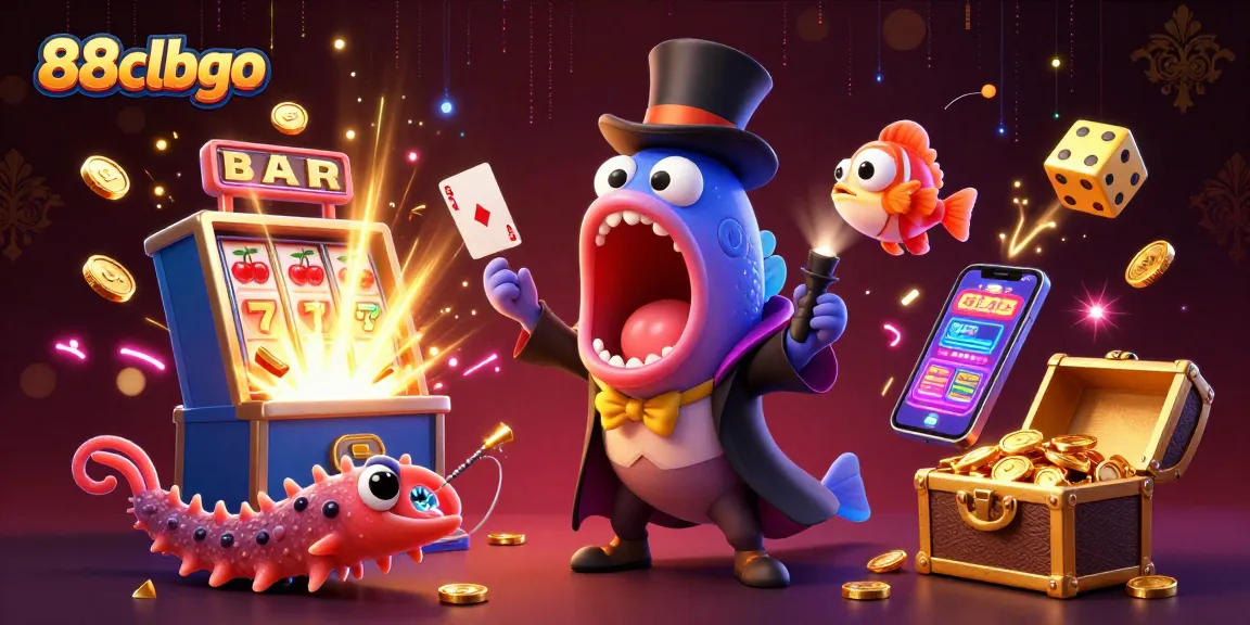 Experience the excitement of winning at 88clbgo with magical casino characters in a vibrant scene.