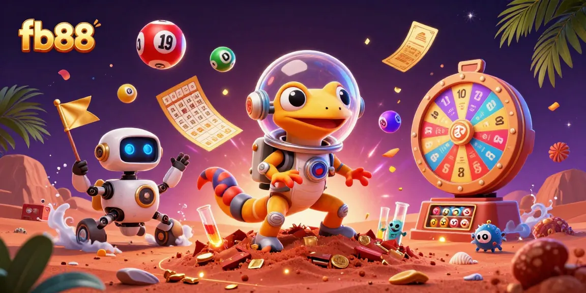 Join the excitement at fb88 casino with vibrant gaming elements and a fun Martian backdrop.