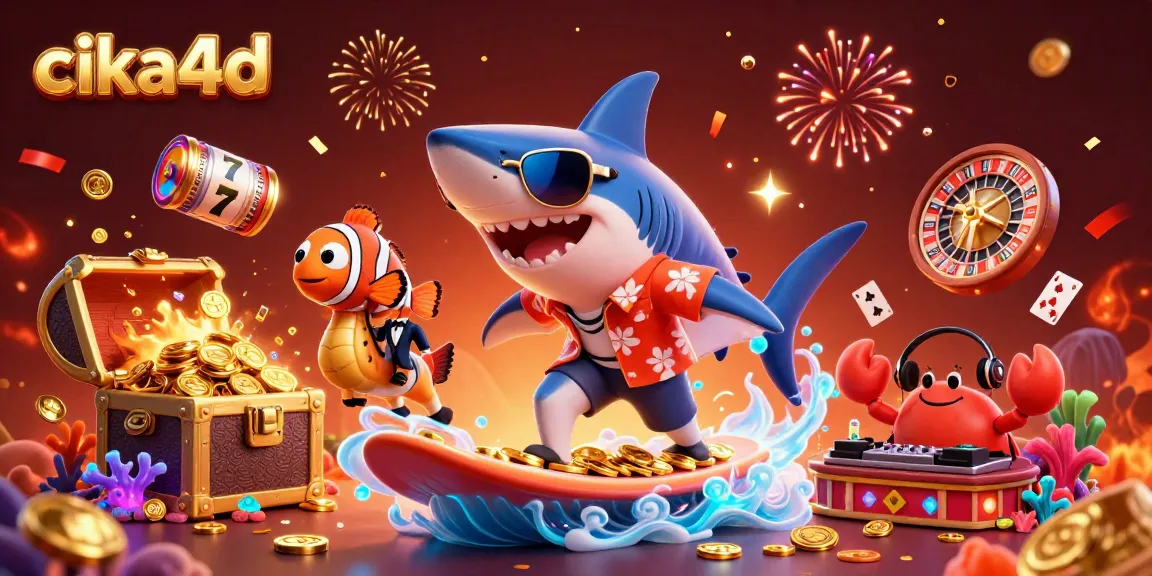 Experience the thrill of cika4d with vibrant characters and rich casino elements in this dynamic illustration.