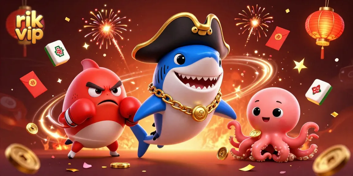 Experience thrilling action at rik vip with energetic characters, fireworks, and golden treasures.