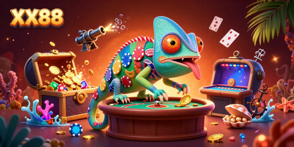 Experience exclusive excitement at XX88 with a vibrant 3D casino scene showcasing thrilling gaming elements.