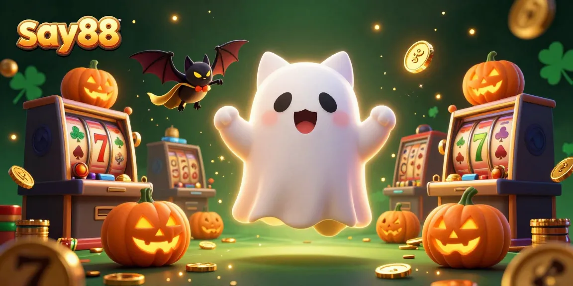 Engage in thrilling gaming adventures with say88 featuring a friendly ghost cat and playful casino elements.