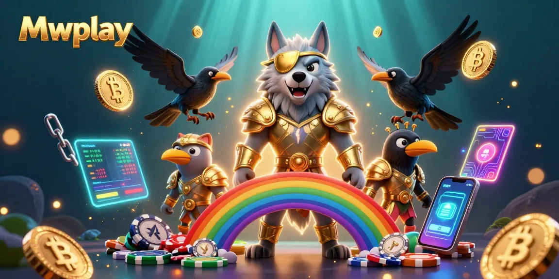 Experience Mwplay’s vibrant gaming world with Odin and his ravens surrounded by casino excitement.