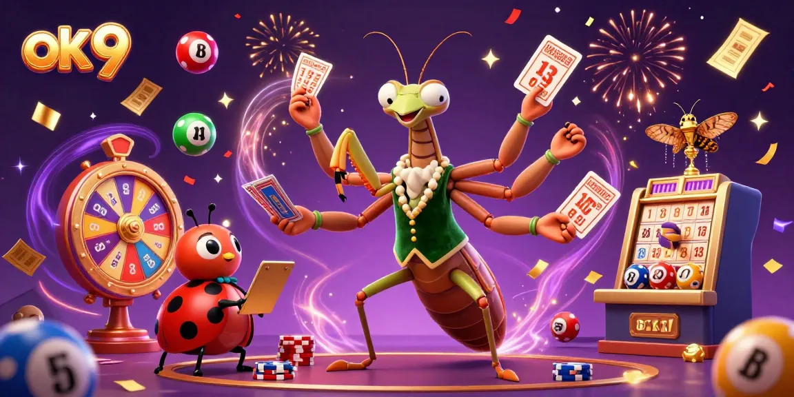 Experience the excitement of ok 9 with a bustling casino scene featuring vibrant games and lively characters.
