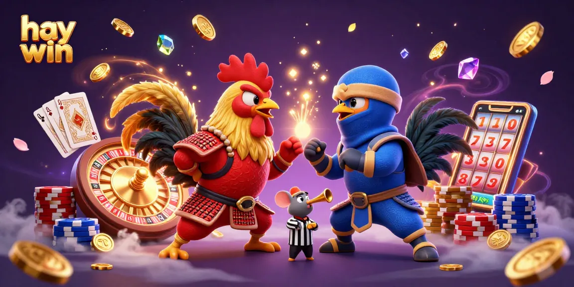 Experience thrilling action at hay win's casino with dynamic roosters, coins, and vibrant gaming elements.