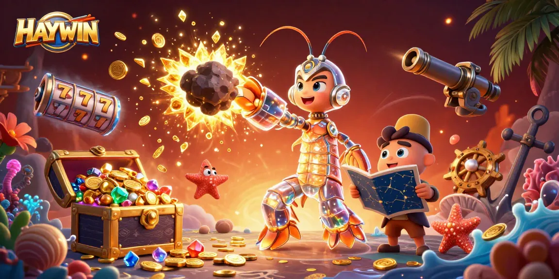Engage with thrilling HAYWIN slots in this vibrant 3D casino scene full of excitement and color.
