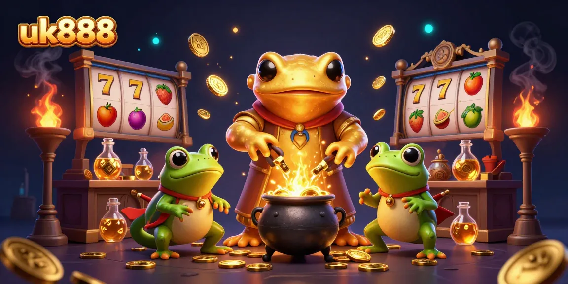 Engage in winning strategies at uk888 with vibrant slots action amidst gold coins and magical elements.