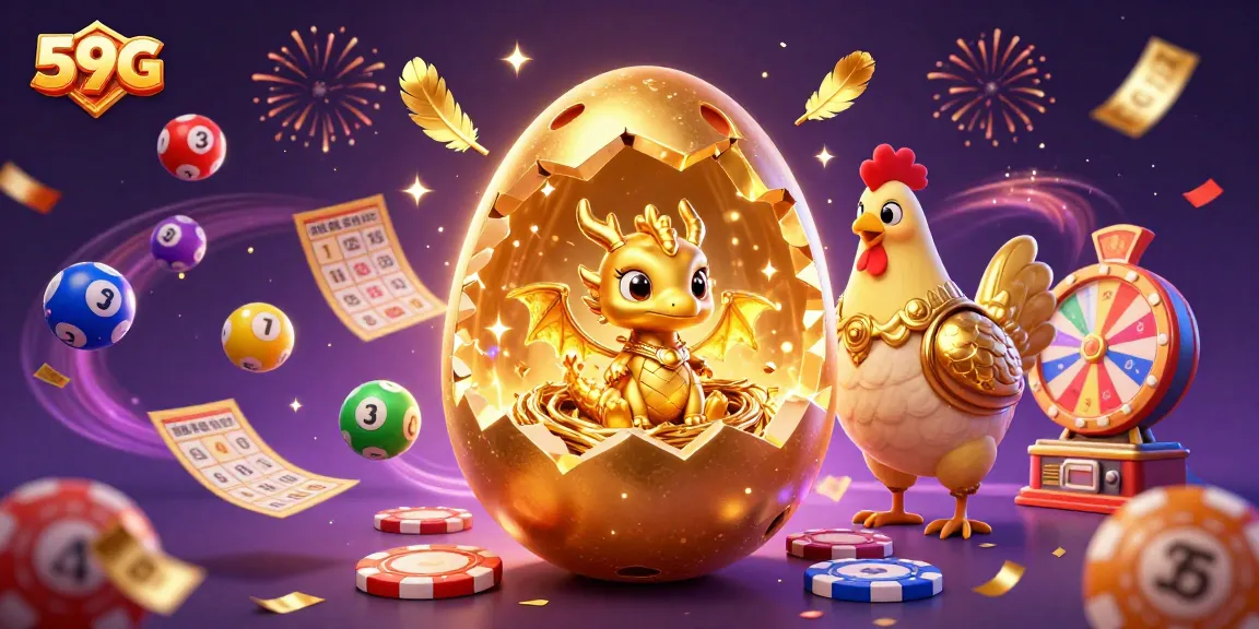 Engage in exciting gameplay with 59G's golden dragon, poker chips, and dynamic lottery elements.