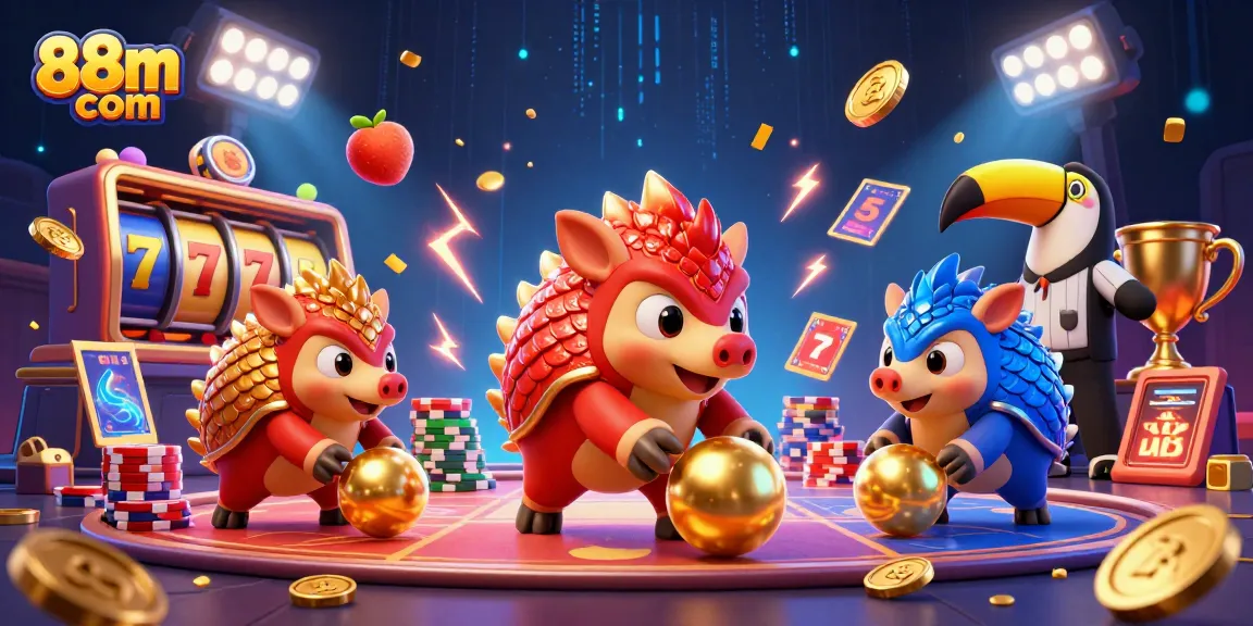 Join the fun at 88m com, where rival pangolins compete in a slot game filled with excitement and gold!