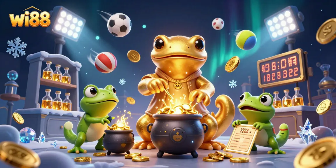 wi88 enhances your gaming experience with exciting sports betting, featuring vibrant illustrations and dynamic elements.