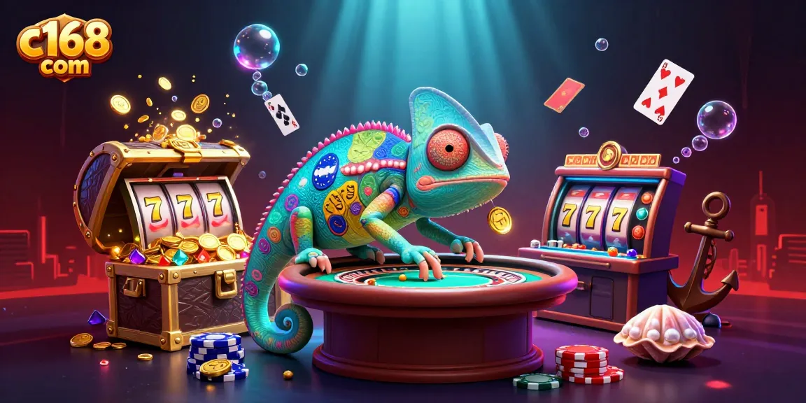 Engage in winning strategies at c168 com with a 3D chameleon casino owner and dynamic gaming elements.