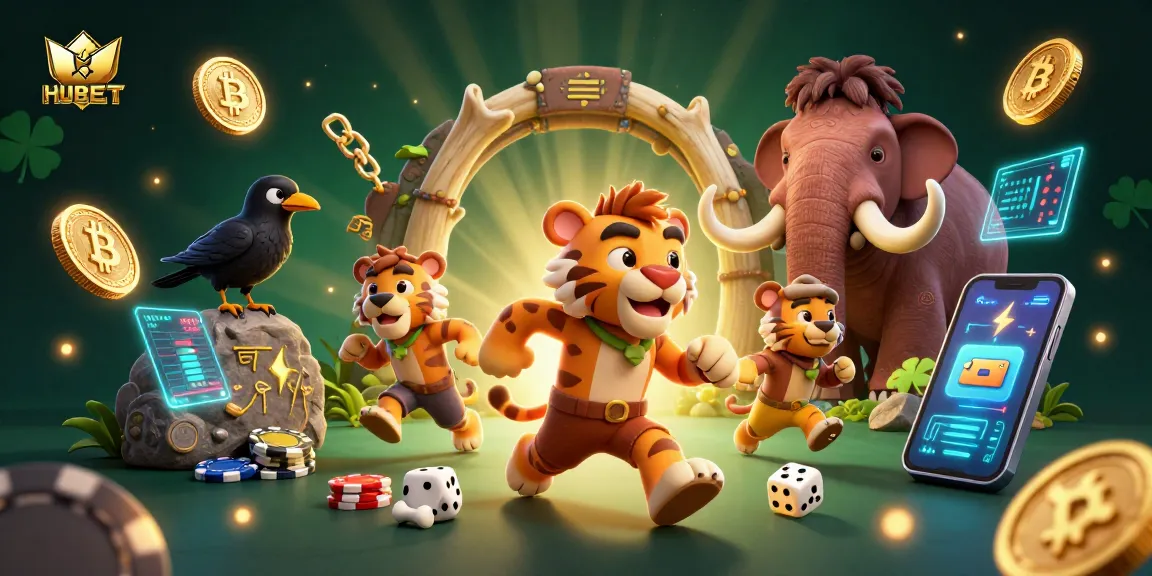 HUBET offers thrilling gaming experiences with vivid 3D characters in a dynamic casino scene.