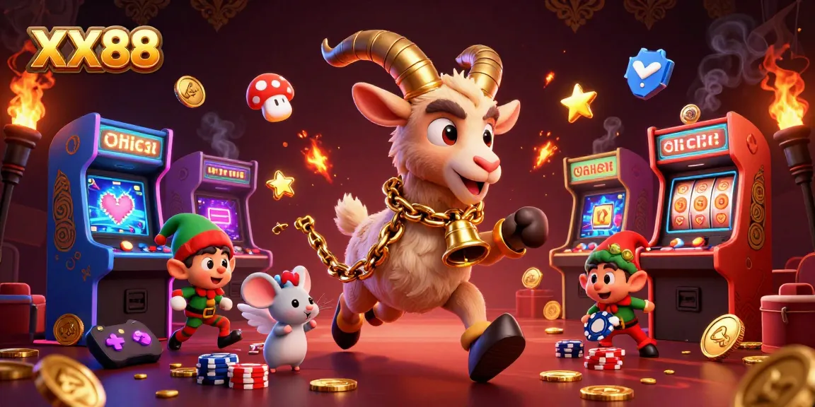 Experience the thrill of XX88 casino gaming with a chaotic scene of Krampus, mice, and gremlins!