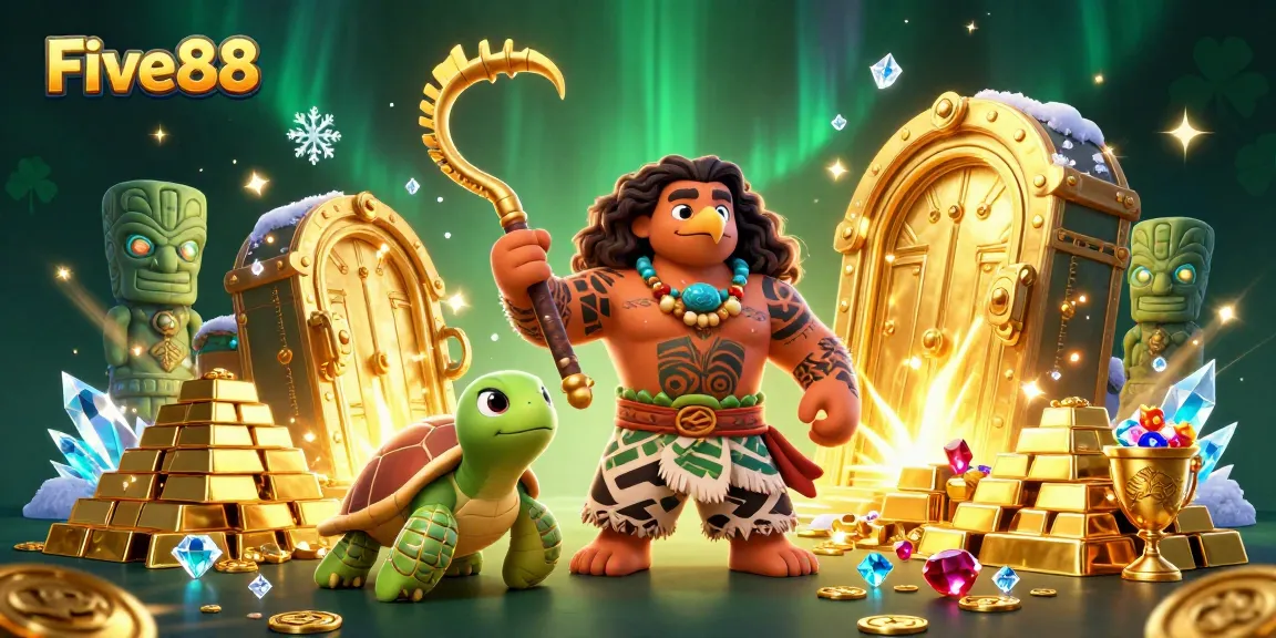 Engage with Five88's vibrant casino atmosphere featuring a Polynesian demigod and treasure.