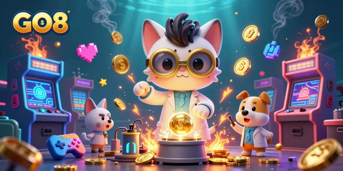 Engage in exciting gameplay with GO8's dynamic gambling scene featuring slot machines and casino elements.