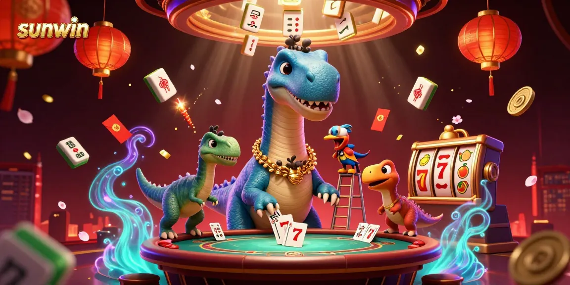 Experience thrilling action at Sunwin's casino with a giant brontosaurus and clever raptor dealers.