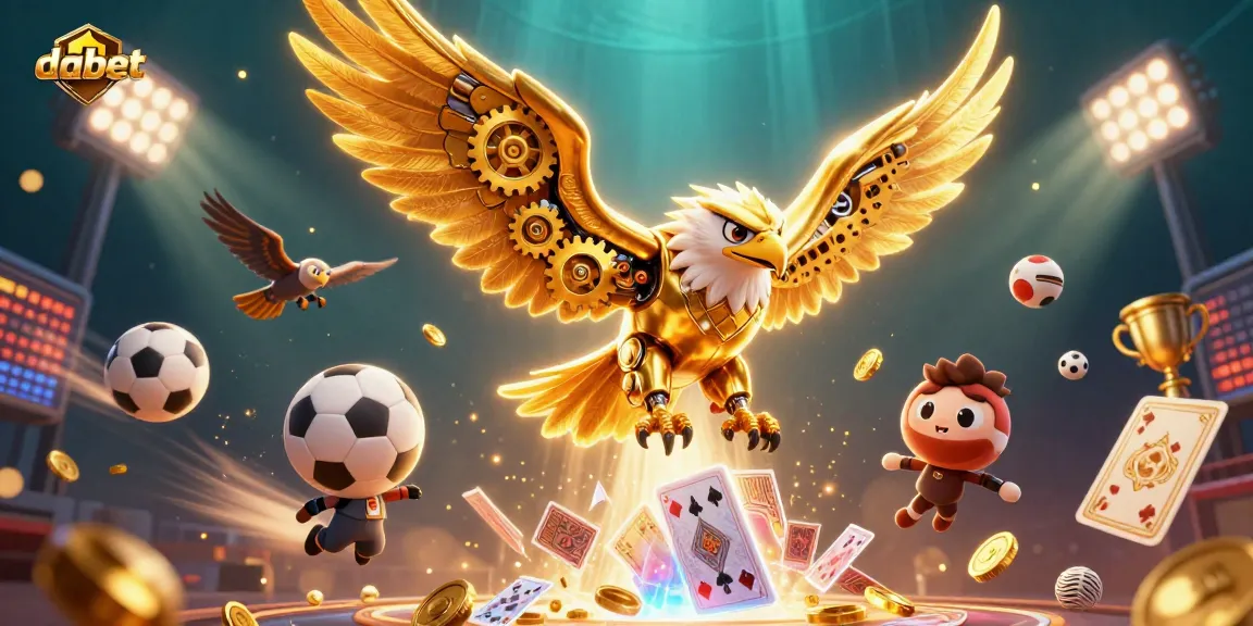 dabet showcases a thrilling dive into gaming with a golden eagle and sports elements sparking excitement.