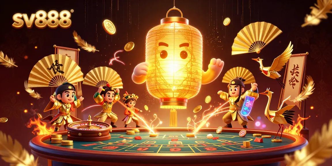 Engage with sv888's vibrant casino spirit, showcasing energetic gaming elements and lucky symbols.