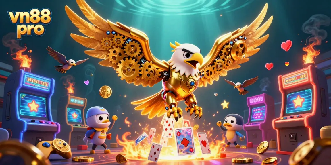 Engage in thrilling gameplay with vn88 pro's vibrant casino illustration featuring dynamic 3D elements.