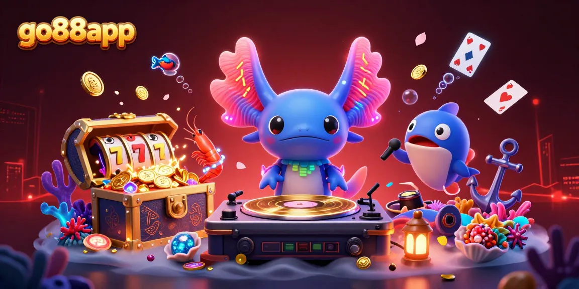 Experience the excitement of go88app with vibrant 3D characters celebrating underwater gaming joy!