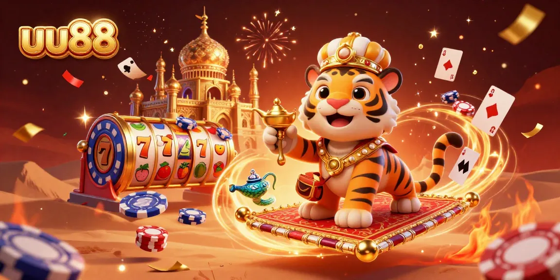 Experience thrilling gameplay at uu88 with a vibrant scene featuring exciting casino games and characters.