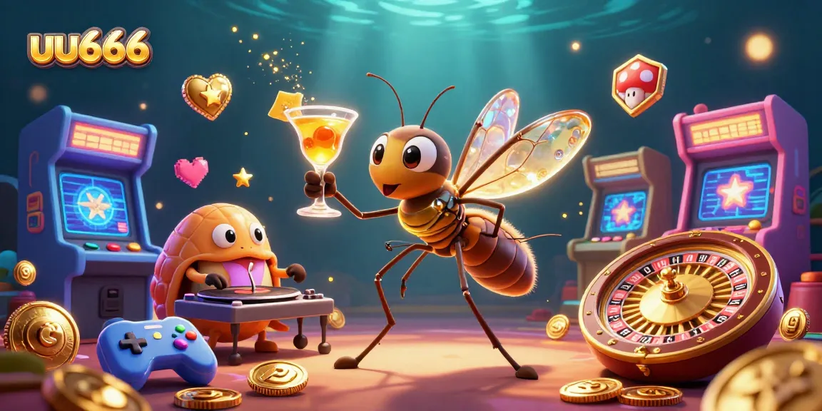 Experience the excitement of uu666 with vibrant casino-themed 3D illustrations showcasing games and characters.