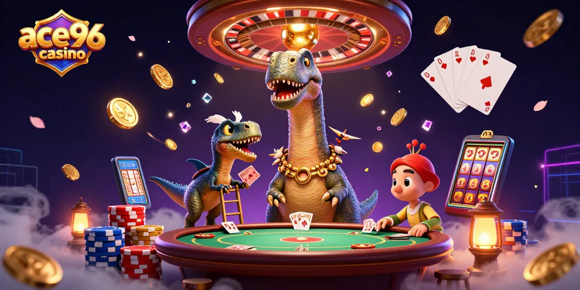 Experience the excitement of ace96 casino with vibrant characters and casino elements in a dynamic scene.