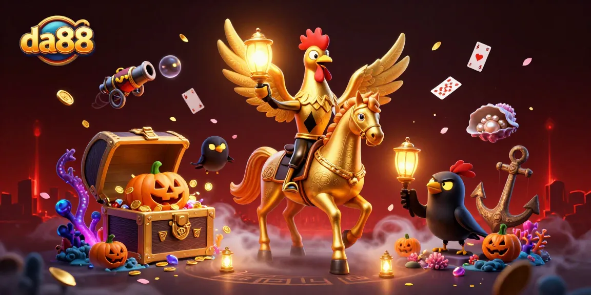 Join the adventure at da88, where golden treasures and whimsical characters bring the casino to life!