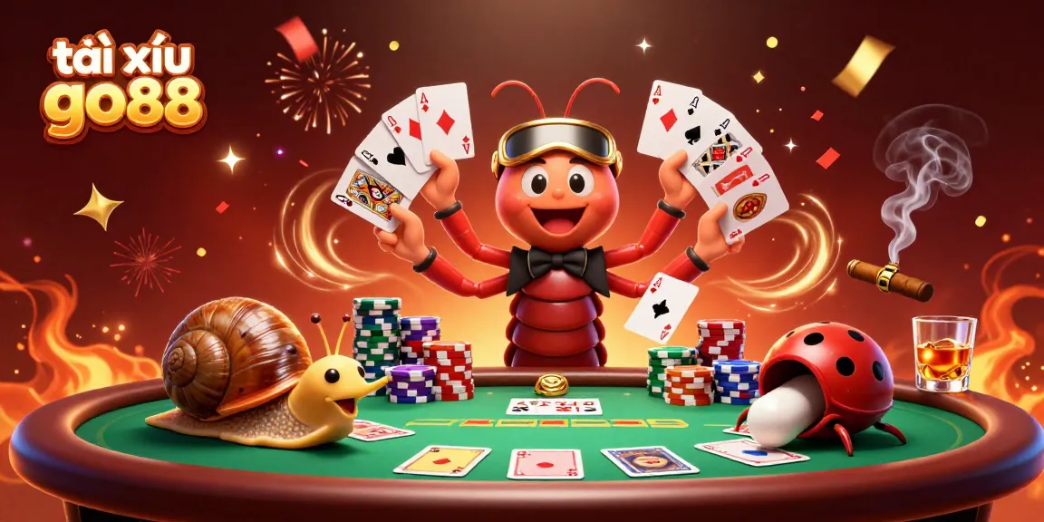 Experience thrilling tài xỉu go88 action with a fantastical millipede dealer and vibrant casino elements.
