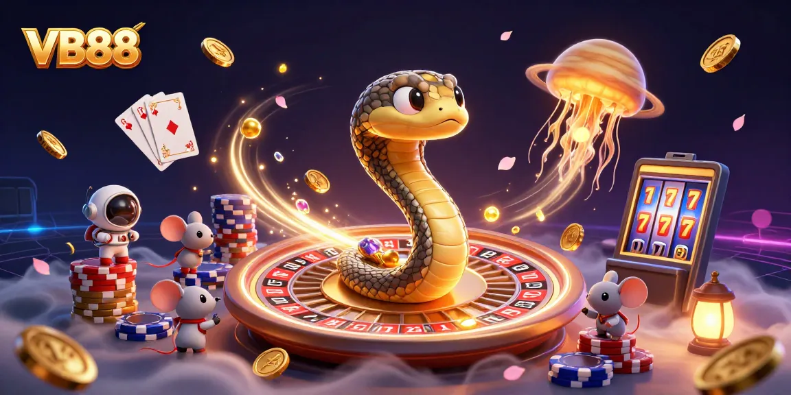 Experience thrilling bets with VB88 in a cosmic casino environment with vibrant action elements.