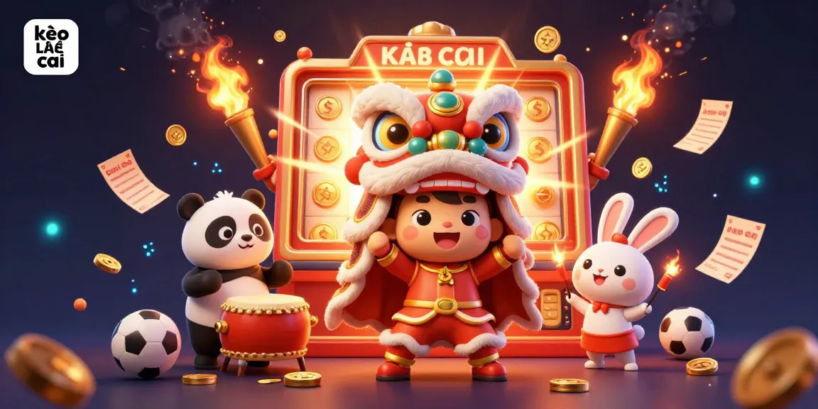 Experience the excitement of kèo nhà cái with dynamic sports betting and colorful characters in a vibrant illustration.