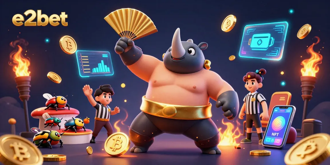 Experience thrilling action with e2bet's 3D illustrated casino scene featuring a beetle champion