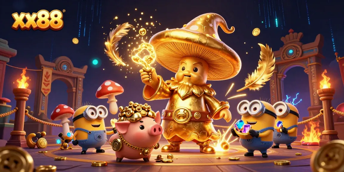 Win big at xx88 with golden rewards in our vibrant casino illustration featuring magic and treasure.