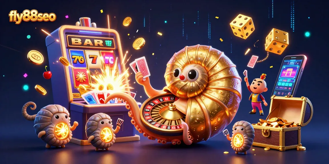 Experience winning moments at fly88seo with a vibrant casino scene featuring jackpots, cards, and gold.
