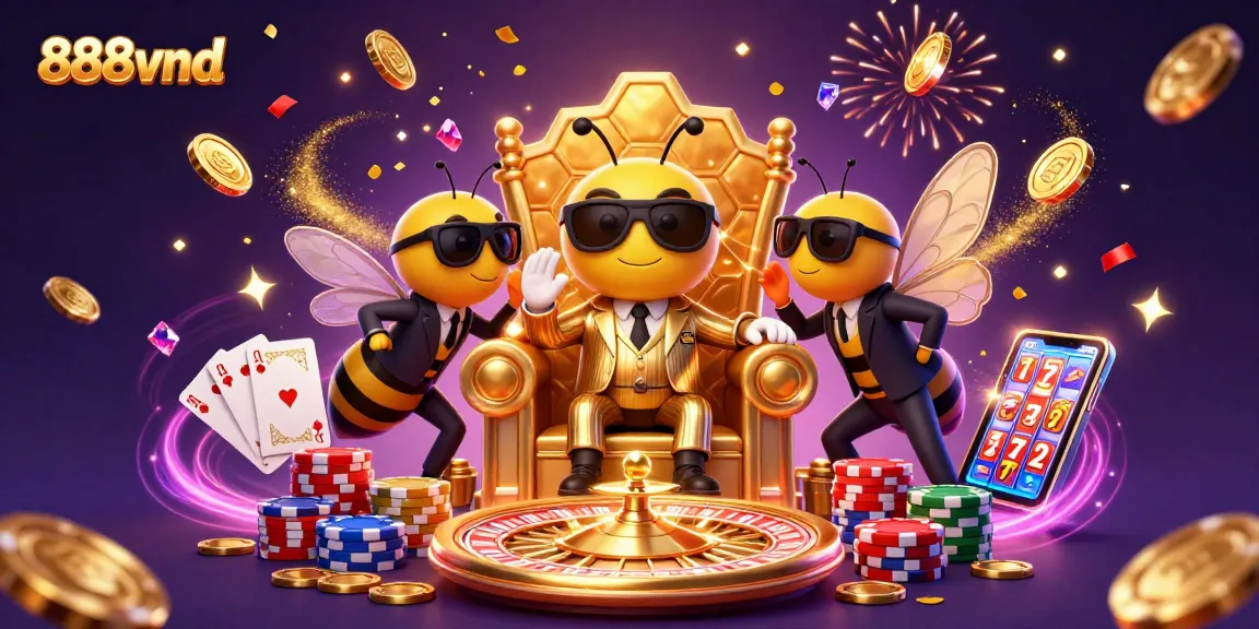 Engage with 888vnd's thrilling casino atmosphere featuring a dynamic bumblebee mob boss.