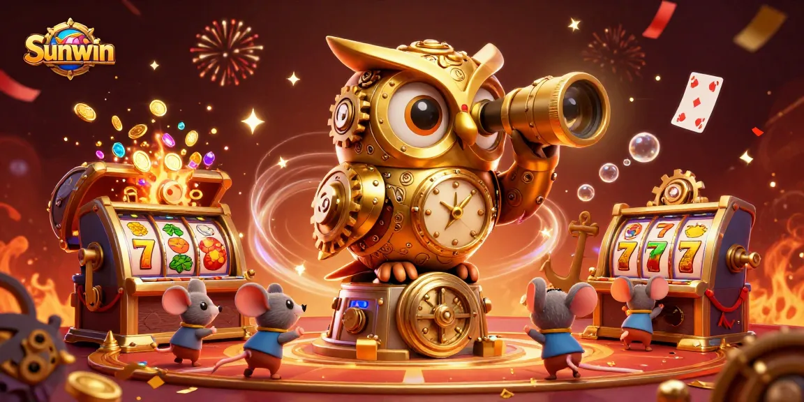 Experience exhilarating wins at Sunwin with vibrant slot machines and a whimsical clockwork theme.