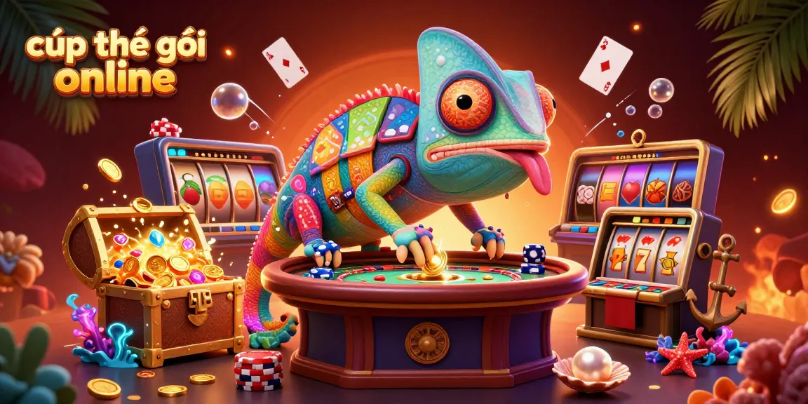 Catching golden coins at the cúp thế giới online casino with a colorful chameleon and exciting slot elements