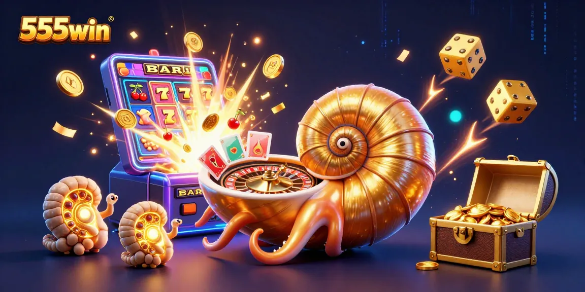 Engage in thrilling action at 555win with vibrant slot machines and a magical casino scene.